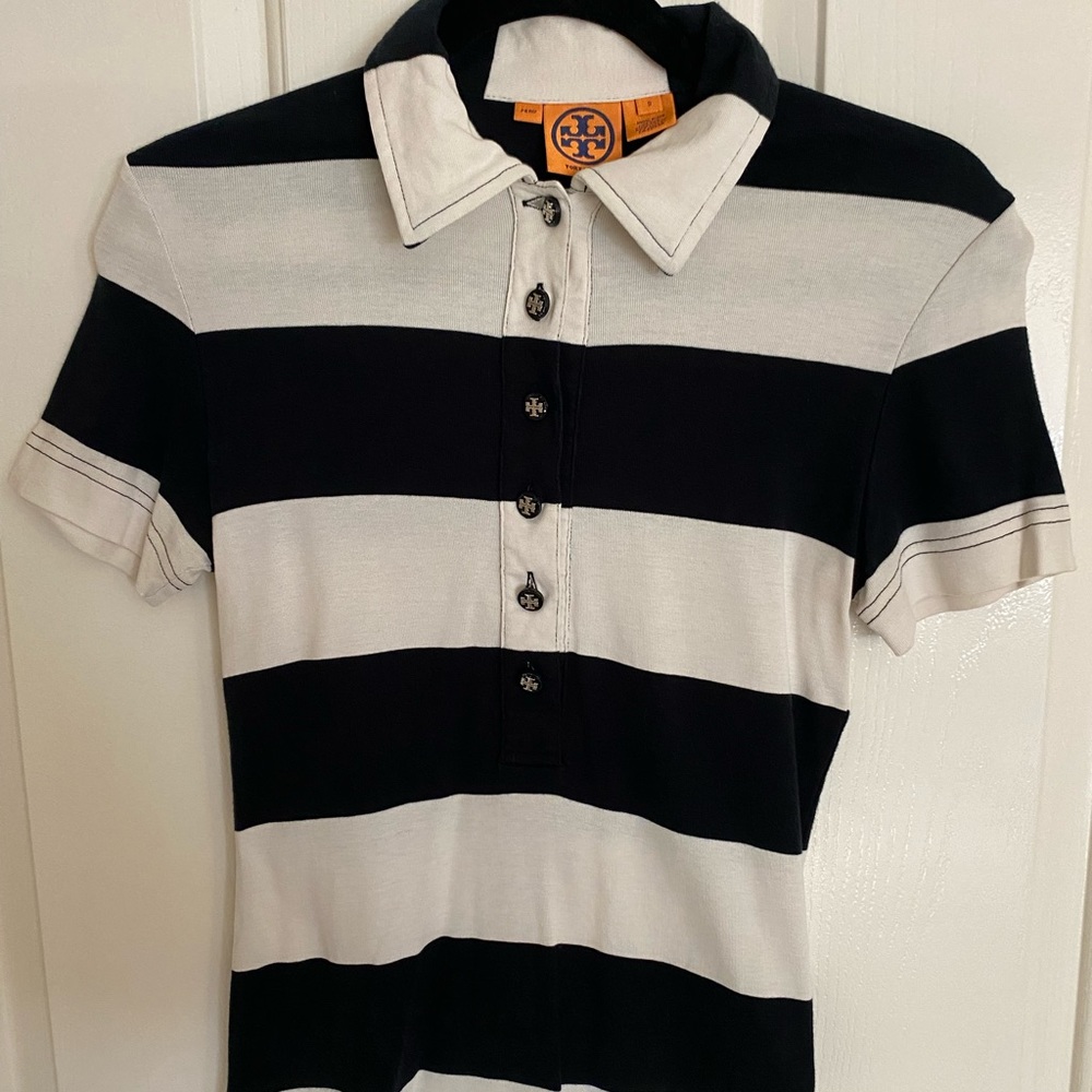 Tory Burch black and white polo shirt